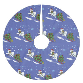 Saia Para Árvore De Natal De Poliéster Samoyed Trazendo a Árvore de Natal para Casa