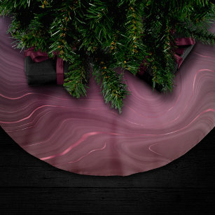Saia Para Árvore De Natal De Poliéster Sangria Strata   Moody Pink e Purple Luxe Agate