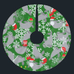 Saia Para Árvore De Natal De Poliéster santa claus christmas manatee verde<br><div class="desc">santa claus christmas manatee green,  christmas manatee,  santa claus manatee,  baby manatee,  dugong,  manatee,  manateado,  manateado,  vaca marítima,  natal</div>