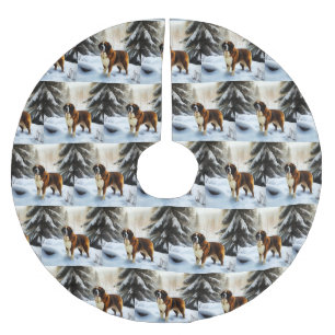 Saia Para Árvore De Natal De Poliéster Santo Bernard Deixe-O Neve Natal