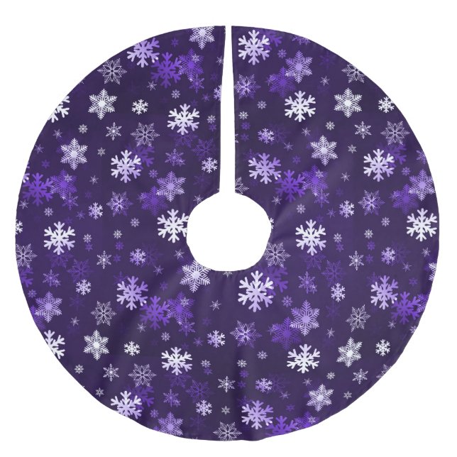Saia Para Árvore De Natal De Poliéster Schnowflakes roxo escuro (Frente)