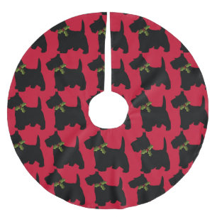Saia Para Árvore De Natal De Poliéster Scottish Terrier com teste padrão do cão do arco
