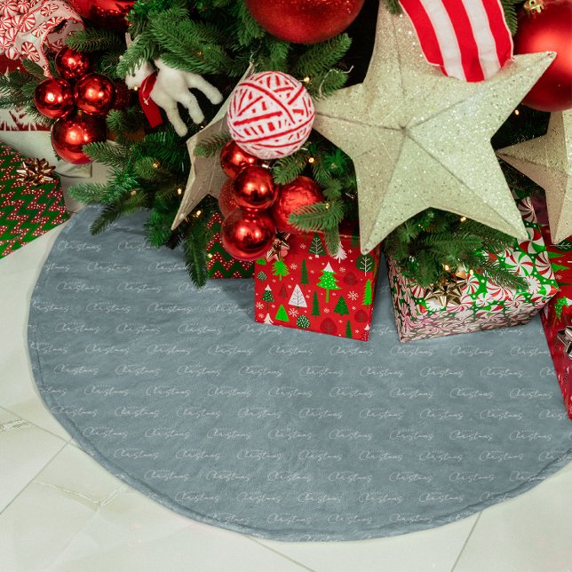 Saia Para Árvore De Natal De Poliéster Script Minimalista de Feliz Natal (Criador carregado)