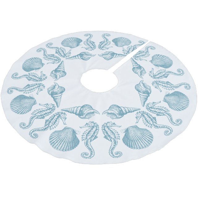 Saia Para Árvore De Natal De Poliéster Sea Side Beach Feliz Natal (Inclinado)