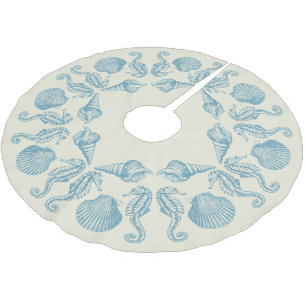 Saia Para Árvore De Natal De Poliéster Sea Side Beach Feliz Natal Quente Branco