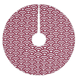 Saia Para Árvore De Natal De Poliéster Seigaiha, Waves, Japanese, Burgundy and White