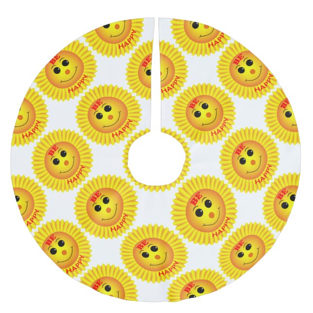 Saia Para Árvore De Natal De Poliéster Seja feliz (Frente)