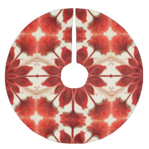 Saia Para Árvore De Natal De Poliéster Semana festiva, cor vermelha, padrão clássico esco