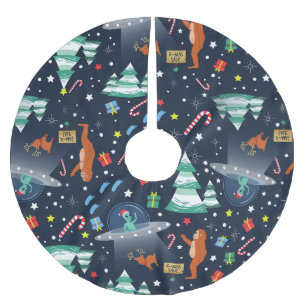 Saia Para Árvore De Natal De Poliéster sequestro de alienígena de natal yeti sasquatch