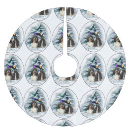 Saia Para Árvore De Natal De Poliéster Shih Tzu Christmas