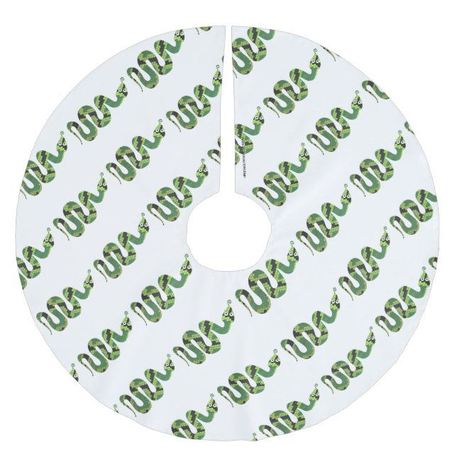 Saia Para Árvore De Natal De Poliéster Silhueta cobra, preta e Impressão verde (Frente)
