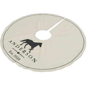 Saia Para Árvore De Natal De Poliéster Silhueta do cavalo & Taupe pretos personalizado