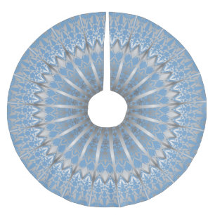 Saia Para Árvore De Natal De Poliéster Silver Blue Mandala