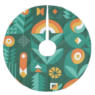 Saia Para Árvore De Natal De Poliéster Símbolo Escandinavo Geométrico, Vintage Agricultur