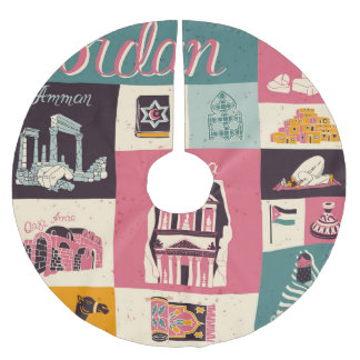 Saia Para Árvore De Natal De Poliéster Símbolos Ilustrados Retro-Cultura Da Jordânia