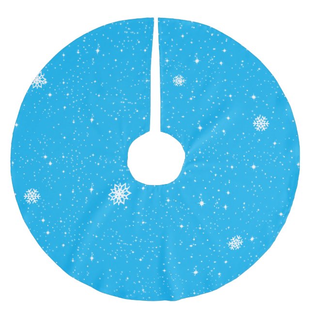 Saia Para Árvore De Natal De Poliéster Simple Snow Flakes on BLUE (Frente)