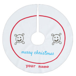Saia Para Árvore De Natal De Poliéster simples minimal adicione seu nome feliz natal esco