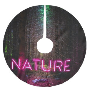 Saia Para Árvore De Natal De Poliéster Sinal magenta da natureza neon-magenta da floresta