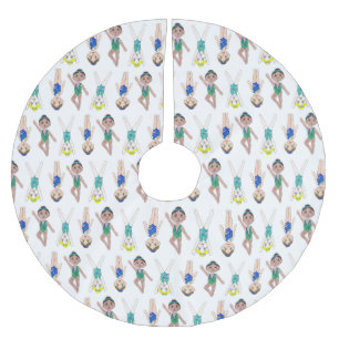 Saia Para Árvore De Natal De Poliéster Sincronização de Natações de Girls de Swimmer Sinc