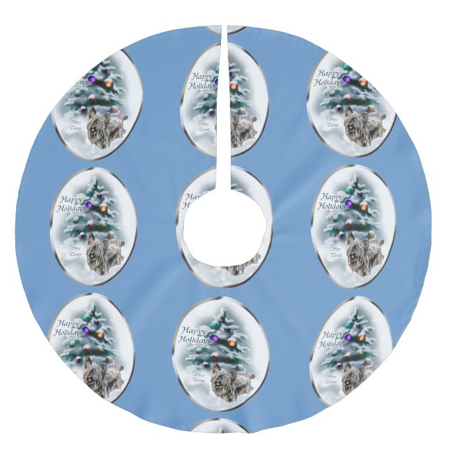 Saia Para Árvore De Natal De Poliéster Skye Terrier Christmas (Frente)