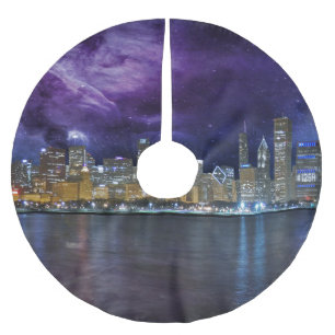 Saia Para Árvore De Natal De Poliéster Skyline do Spacey Chicago