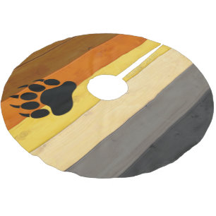 Saia Para Árvore De Natal De Poliéster SlipperyJoe's Bear Pride sinaliza textura de madei