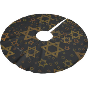 Saia Para Árvore De Natal De Poliéster SlipperyJoe's Estrela de David temática de Hanukka