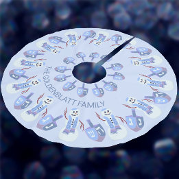 Saia Para Árvore De Natal De Poliéster Snowman Dreidels Hanukkah Pattern Chrismukkah