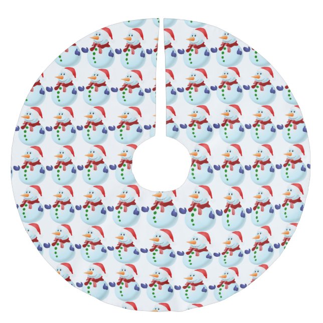Saia Para Árvore De Natal De Poliéster Snowman Pattern Tree Skirt (Frente)