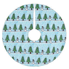 Saia Para Árvore De Natal De Poliéster Snowman Saudações