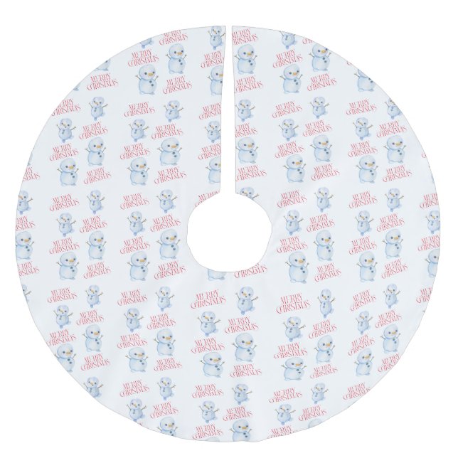 Saia Para Árvore De Natal De Poliéster Snowman Tree Skirt (Frente)