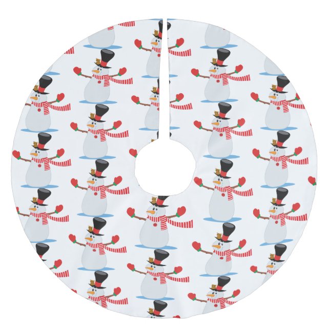 Saia Para Árvore De Natal De Poliéster Snowman Tree Skirt (Frente)