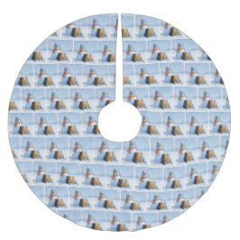 Saia Para Árvore De Natal De Poliéster Snowmen and Cats In a Snowy Field