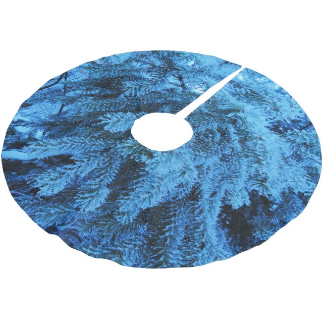 Saia Para Árvore De Natal De Poliéster Snowy Christmas Forest Spruce (Inclinado)