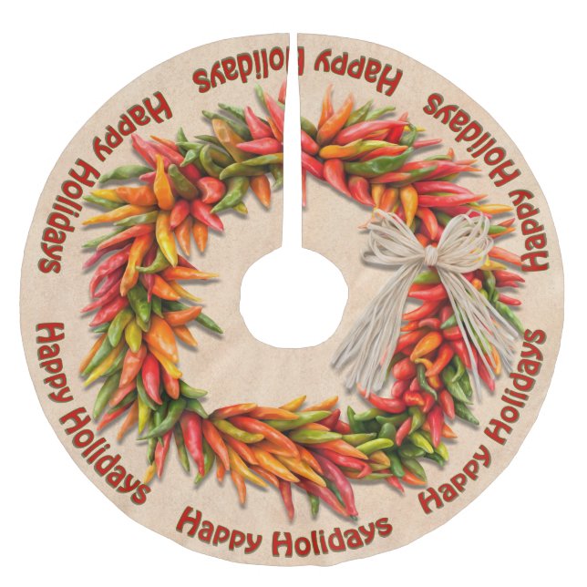 Saia Para Árvore De Natal De Poliéster Southwest Festive Chile Ristra Wreath Personalized (Frente)