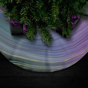 Saia Para Árvore De Natal De Poliéster Strata legal   Belo Púrpura Azul e Agate Dourado