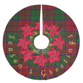 Saia Para Árvore De Natal De Poliéster Tartan Natal Saudações Poinsettia