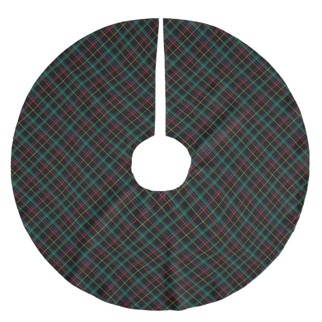 Saia Para Árvore De Natal De Poliéster Tartan Preto, Vermelho e Verde (Frente)