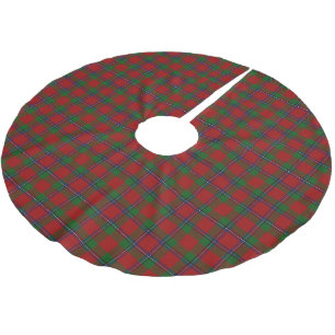 Saia Para Árvore De Natal De Poliéster Tartan verde vermelho de Sinclair do clã escocês