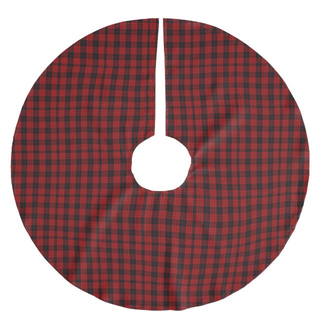 Saia Para Árvore De Natal De Poliéster Tartan Vermelho e Negro (Frente)