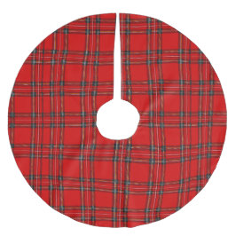 Saia Para Árvore De Natal De Poliéster Tartan vermelho - saia da árvore de Natal
