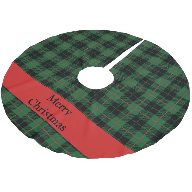 Saia Para Árvore De Natal De Poliéster Tartan Xadrez Vermelho Verde Personalizado (Inclinado)