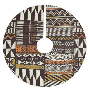 Saia Para Árvore De Natal De Poliéster Tecido africano tribal, colheita abstrato.