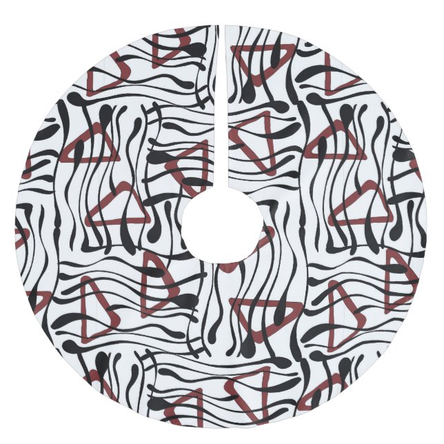 Saia Para Árvore De Natal De Poliéster Tecido Geométrico: Design de Padrão Artístico. (Frente)