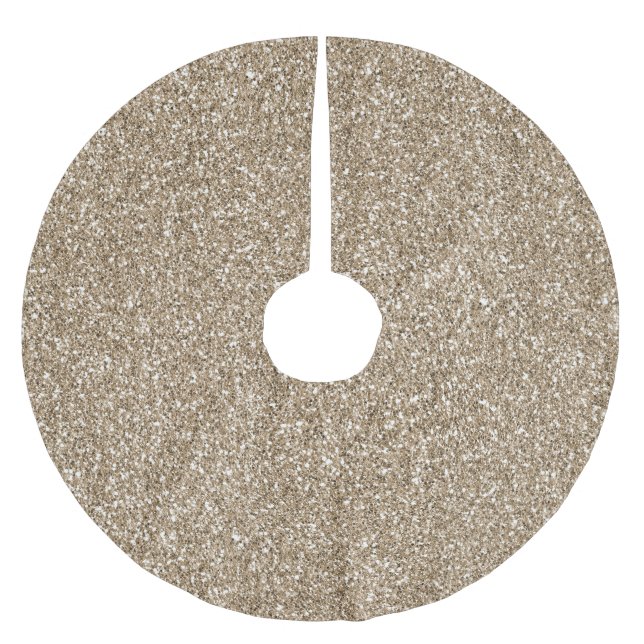 Saia Para Árvore De Natal De Poliéster Teddy Bear Brown Dourado Glitter        (Frente)