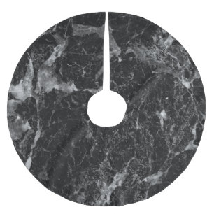 Saia Para Árvore De Natal De Poliéster Tendência Moderna do Glam Marble Branco e Prateado