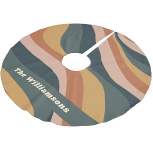 Saia Para Árvore De Natal De Poliéster Terracotta Personalizado por Linhas de Onda Terres
