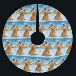 Saia Para Árvore De Natal De Poliéster Terrier Winter Wonderland Natal australiano<br><div class="desc">seu design festivo captura o espírito alegre da época de férias, apresentando um adorável filhote vestindo um chapéu de Papai Noel. O gato está aninhado numa terra maravilhosa de inverno, completo com um boneco de neve, uma árvore de Natal decorada, e presentes lindamente envoltos. Os flocos de neve caem suavemente,...</div>