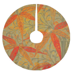 Saia Para Árvore De Natal De Poliéster Terthy Bamboo Art Vintage Impressão Orange