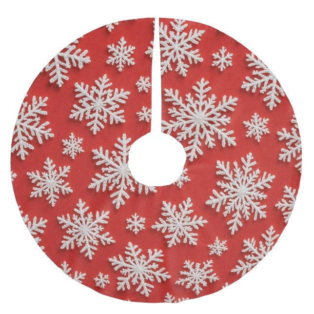 Saia Para Árvore De Natal De Poliéster Tesouro de Floco de Neve (Frente)